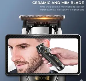 VGR V-880T Professional Hair Trimmer for Men, 7200RPM Cordless Beard Trimmer External Rotor BLDC Motor Hair Clippers, Zero Gapped Ceramic and MIM T Blade Barber clippers with Charging Base