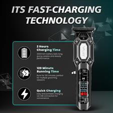 VGR V-900 Professional Salon Series Hair Trimmer for Men's - 120 Min Runtime, Ceramic & Titanium-Coated Blade, Cord/Cordless