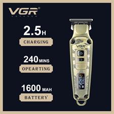 VGR Premium Metal Housing Hair Clipper LED Display 4 Guide combs Runtime 240 min V-901