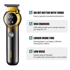 VGR V-989 Pro Li Outliner Rechargeable Electric Cordless Hair Clippers with Digital Display & Dual Motor Grooming Kits T-Blade Close Cutting 0mm Bald Head Clipper for Men 180 mins Runtime