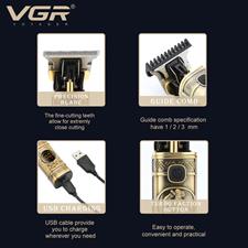VGR V-097 Professional Metal Body cordless Hair Clipper LED Display Turbo Function Stainless steel Blades