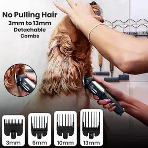 VGR V-201 Professional Pet Clipper - Turbo Function, LED Display, Ceramic & Stainless Steel Blades, 2000mAh Battery