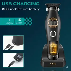 VGR V-880T Professional Hair Trimmer for Men, 7200RPM Cordless Beard Trimmer External Rotor BLDC Motor Hair Clippers, Zero Gapped Ceramic and MIM T Blade Barber clippers with Charging Base
