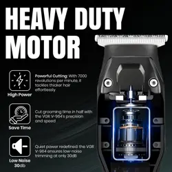 VGR V-964 Professional Hair Trimmer for Men .5 Hour Runtime, Quick Charge, Stainless Steel Blades, Cord/Cordless Use