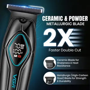 VGR V-945 Professional Hair Trimmer - 180 Minute Runtime, 1400mAh Lithium Battery, Metal Housing Body, Ceramic & Powder Metallurgic Blades