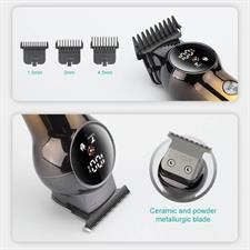 VGR V-989 Pro Li Outliner Rechargeable Electric Cordless Hair Clippers with Digital Display & Dual Motor Grooming Kits T-Blade Close Cutting 0mm Bald Head Clipper for Men 180 mins Runtime