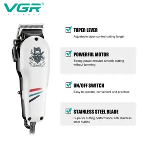 VGR V-129 Professional Hair Clipper & Beard Trimmer – Adjustable, AC Powered, Low Noise Grooming Tool 