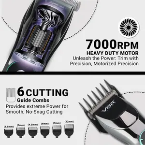 VGR V-256 Professional Hair Clipper, Salon Trimmer for men, 2 Digital Display