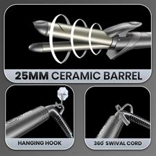 VGR V-571 Professional 2-IN-1 Curling Iron - 25mm Ceramic Barrel, Uniform Heat Technology