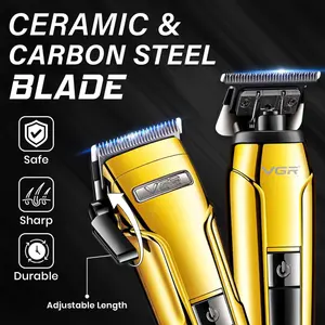 VGR V-694 Professional Rechargeable Combo Kit - Hair Clipper, Trimmer, & Foil Shaver with Ceramic & Carbon Steel Blades