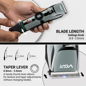 VGR V-256 Professional Hair Clipper, Salon Trimmer for men, 2 Digital Display