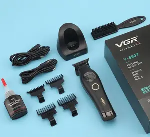VGR V-880T Professional Hair Trimmer for Men, 7200RPM Cordless Beard Trimmer External Rotor BLDC Motor Hair Clippers, Zero Gapped Ceramic and MIM T Blade Barber clippers with Charging Base