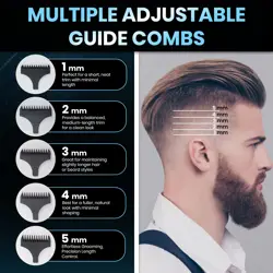 VGR V-253 Professional Hair Trimmer – Precision T-Blade, 90 Min Runtime, LED Display, USB Charging, 5 Guide Combs (Blue)