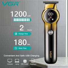 VGR V-989 Pro Li Outliner Rechargeable Electric Cordless Hair Clippers with Digital Display & Dual Motor Grooming Kits T-Blade Close Cutting 0mm Bald Head Clipper for Men 180 mins Runtime