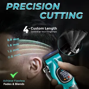 VGR V-886C Professional Hair Clipper Ceramic & DLC Coated Blades, 6 Metal Guide Combs, Multi-Cut Taper Clipper for Grooming