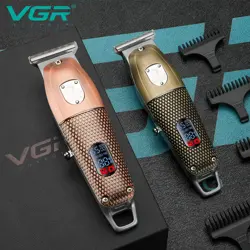 VGR V-976 Professional Cordless Hair Clipper & Beard Trimmer – 6500 RPM, 150 Min Runtime, Digital Display, Stainless Steel Blade, USB Charging, 4 Combs (Copper)