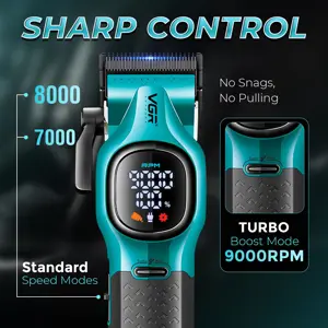 VGR V-886C Professional Hair Clipper Ceramic & DLC Coated Blades, 6 Metal Guide Combs, Multi-Cut Taper Clipper for Grooming