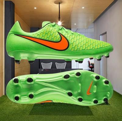 Nike Magista Soccer Cleats Mens 8 Bright Green Orange Swoosh 651343-380 Size UK 10 1/2 