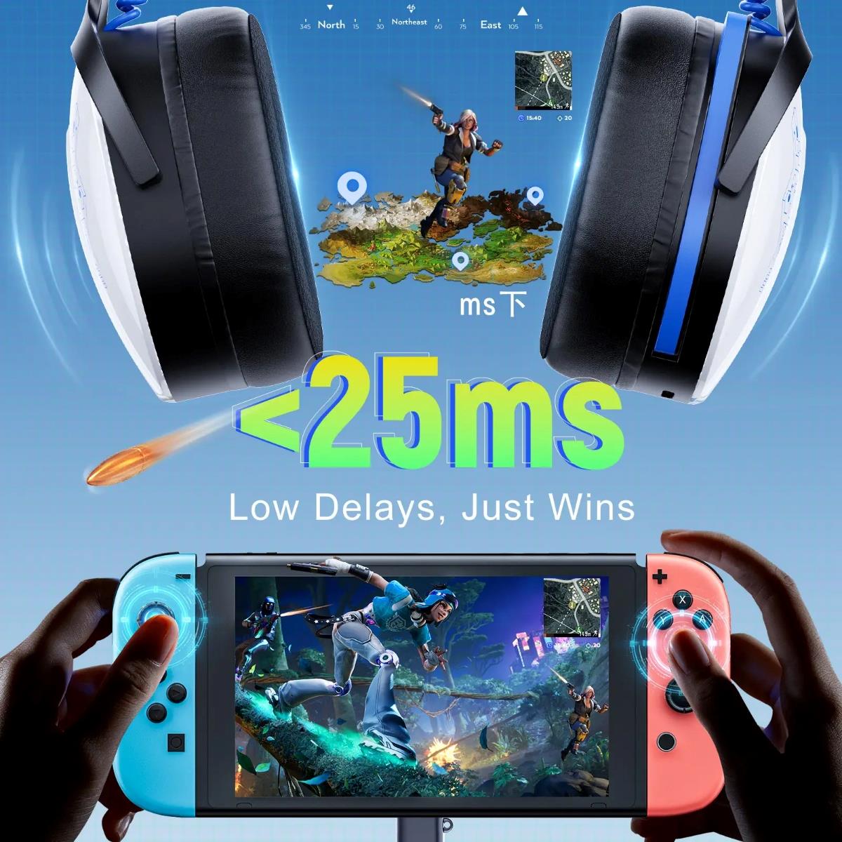 Bahuun g6000 wireless gaming headset - 40 Hours long battery - premium design - Tri mode