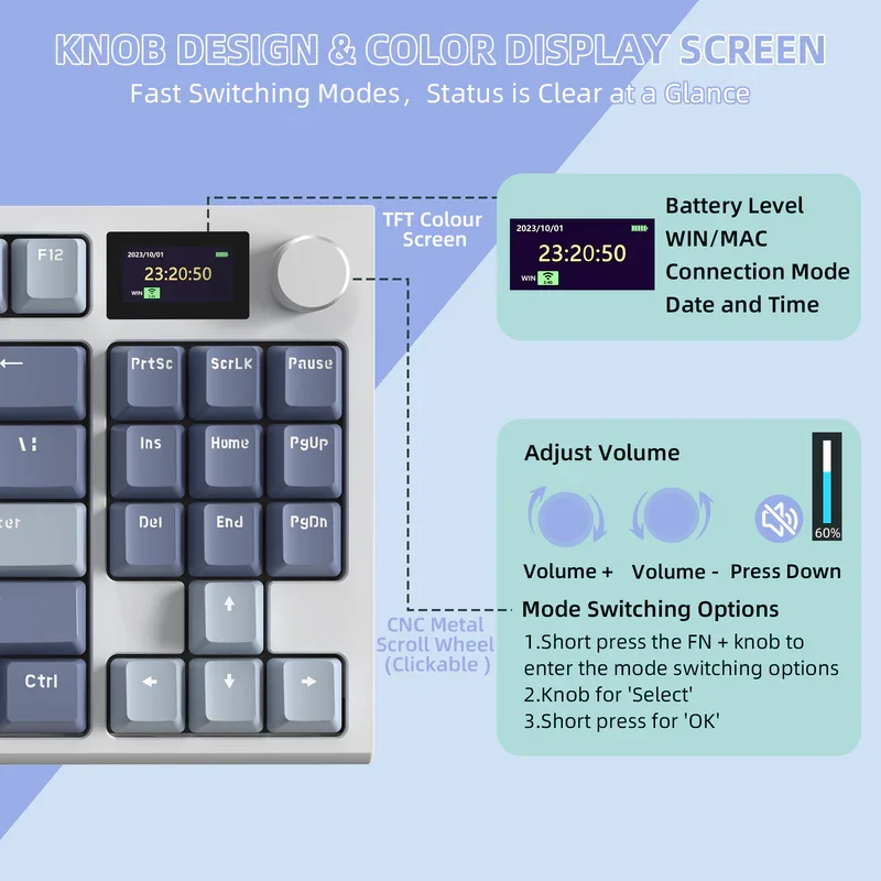 ATTACK SHARK K86 Wireless Mechanical Keyboard with TFT Display