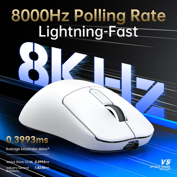 Attack Shark V5 Ultra-Light Tri-Mode Gaming Mouse (Black)