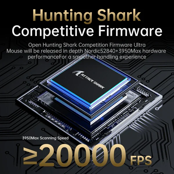 Attack Shark V5 Ultra-Light Tri-Mode Gaming Mouse (Black)