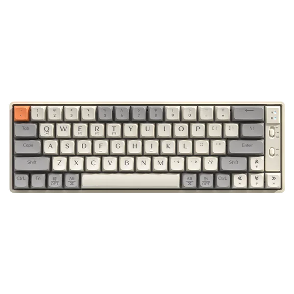 Langtu GK65 Tri-Mode Wireless Mechanical Gaming Keyboard | Hot-Swappable Gold Switches (Milk White/Sky Blue)