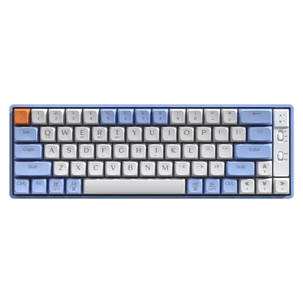 Langtu GK65 Tri-Mode Wireless Mechanical Gaming Keyboard | Hot-Swappable Gold Switches (Milk White/Sky Blue)
