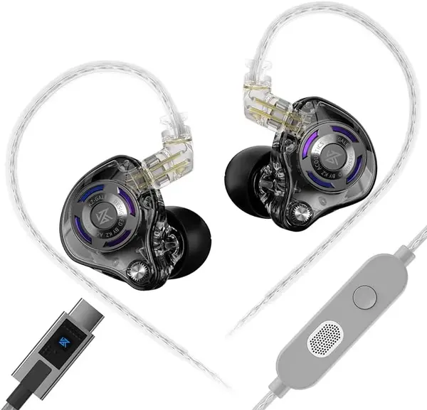 KZ Gale IEM | 3.5mm / Type-C, Black, Mic | Wired Earbuds