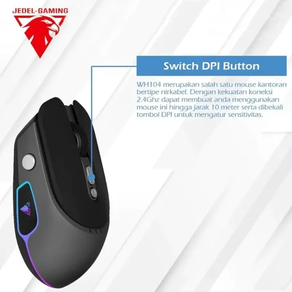 JEDEL WH104 Wireless Dual Mode RGB Mouse - Computism Pakistan