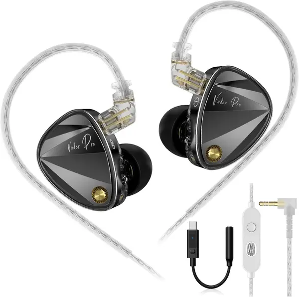 KZ Vader Pro | Mic, USB-C Switch, 3.5mm, Black | Wired Earbuds 