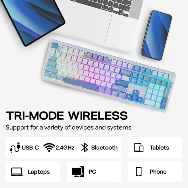 EPOMAKER TH108 | Wireless Mechanical Keyboard | 108 Keys | 8000mAh Battery | Gasket Mount | Hot-Swap