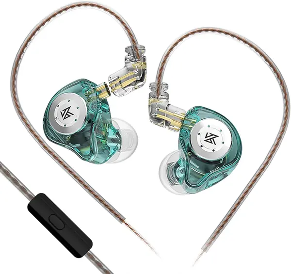 KZ EDX Pro | Mic, 3.5mm, Black/Cyan | Wired Earbuds