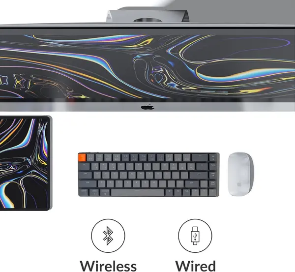 Keychron K7 Ultra-Slim Wireless Mechanical Keyboard | RGB Backlight | Low-Profile Gateron Mechanical Red Switch