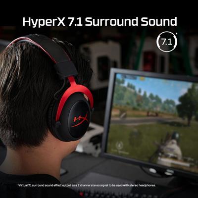 HyperX Cloud II Gaming Headset, 7.1 Surround Sound, Memory Foam Ear Pads, Durable Aluminum Frame, Detachable Microphone, Works with PC, PS5, PS4, Xbox Series X|S, Xbox One – Black&Red