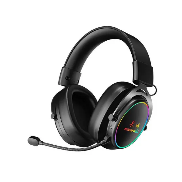 GREATWALL GWH810 Pro TRI MODE RGB Headphone… Wire + Wireless 2.4 G Type A & Type C + Bluetooth + Rechargeable 