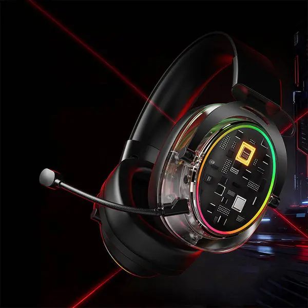 GREATWALL GWH810 Pro TRI MODE RGB Headphone… Wire + Wireless 2.4 G Type A & Type C + Bluetooth + Rechargeable 
