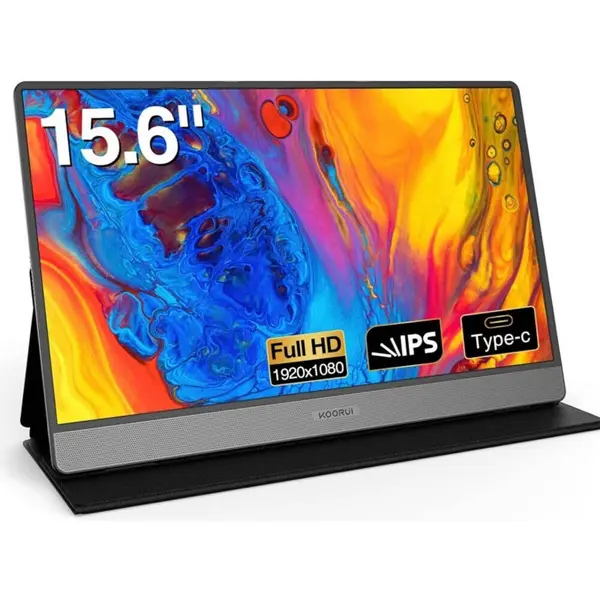  KOORUI E1511A 60Hz, 15.6 Inches FHD IPS I, Portable Monitor with Built-In Speaker,  HDMi + Type C