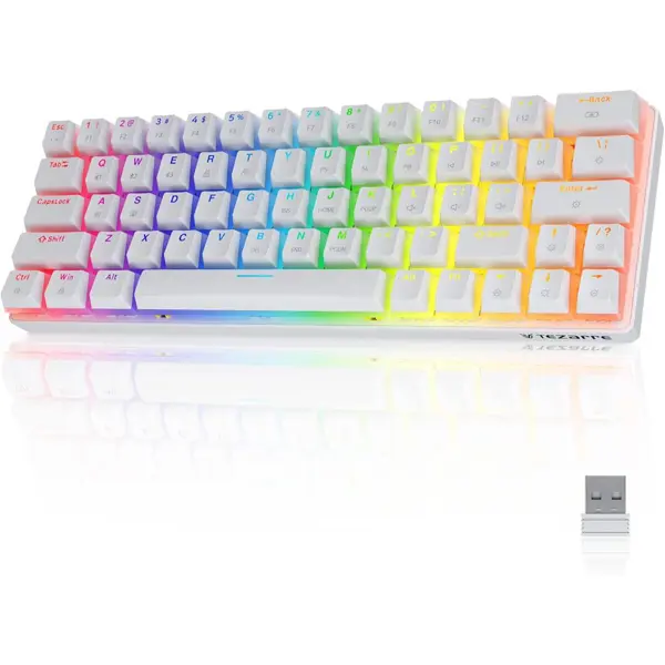 Tezarre TK63 Pro (White) | 60% Wireless Mechanical Keyboard |Tri-Mode | Hot-Swappable