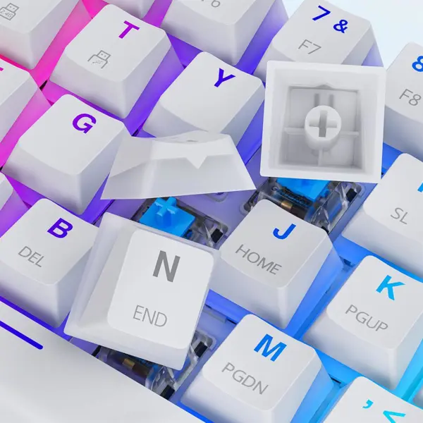 Tezarre TK63 Pro (White) | 60% Wireless Mechanical Keyboard |Tri-Mode | Hot-Swappable
