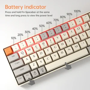 Langtu GK65 Tri-Mode Wireless Mechanical Gaming Keyboard | Hot-Swappable Gold Switches (Milk White/Sky Blue)