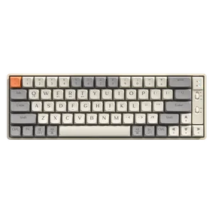 Langtu GK65 Tri-Mode Wireless Mechanical Gaming Keyboard | Hot-Swappable Gold Switches (Milk White/Sky Blue)