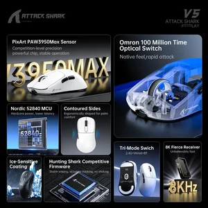 Attack Shark V5 Ultra-Light Tri-Mode Gaming Mouse (Black)