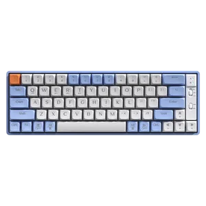 Langtu GK65 Tri-Mode Wireless Mechanical Gaming Keyboard | Hot-Swappable Gold Switches (Milk White/Sky Blue)