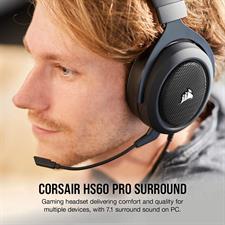 Corsair HS60 Pro Surround - 7.1 Virtual Surround Sound Gaming Headset with USB DAC - Works with PC, Xbox Series X, Xbox Series S, Xbox One, PS5, PS4, and Nintendo Switch - Carbon (Box Open)