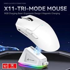 Attack Shark X11 Lightweight Wireless Gaming Mouse with RGB Charging Dock, Tri-Mode-2.4G/USB-C Wired/BT, 22K DPI, PAW3311 Optical Sensor, HUYU Switch, 5 Programmable Buttons for PC/Mac - White/Black