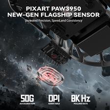 Attack Shark R2 Wireless Gaming Mouse, Superlight Magnesium Alloy, PAW3950 42000 DPI Optical Sensor, 8000Hz Polling Rate, 2.4G/BT/Wired Programmable Mice for Win Mac Gamer (Grey)