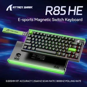 ATTACK SHARK R85 HE (Black / White Contour) | 75% Magnetic Keyboard | Rapid Trigger | Hall Effect Switches | Custom Lightbox