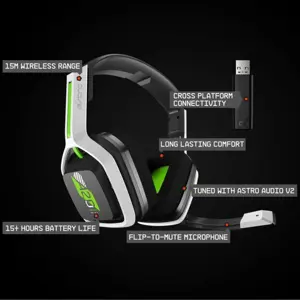 ASTRO A20 Gen 2 | Wireless Gaming Headset | 15-Hr Battery | For PlayStation/PC/Xbox | Flip-to-Mute Mic