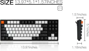 Keychron C1 TKL Wired Mechanical Keyboard | RGB Backlight | Hot Swapable G Pro Mechanical Brown Switches